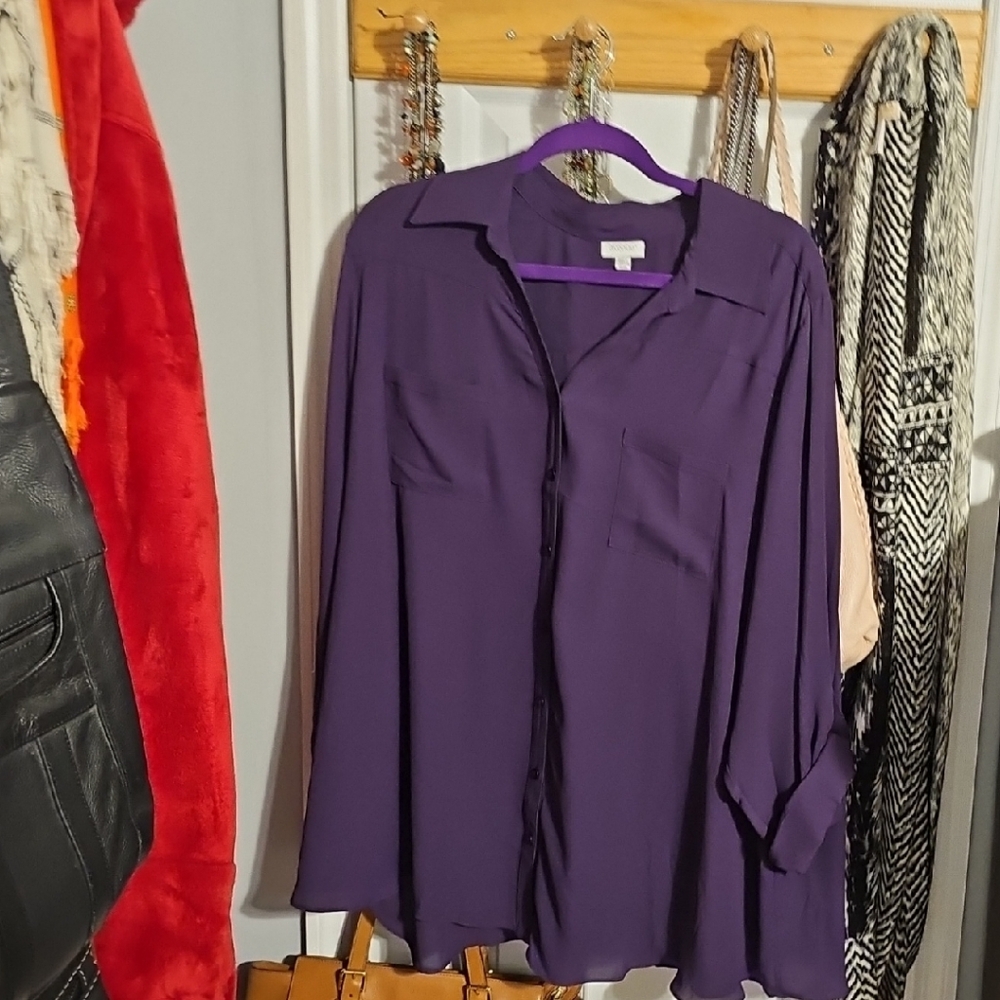 Avenue Deep Purple Button-Down Shirt
